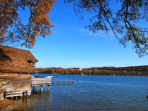 Radtour von München an den Pilsensee: Blick über den Pilsensee von Hechendorf aus